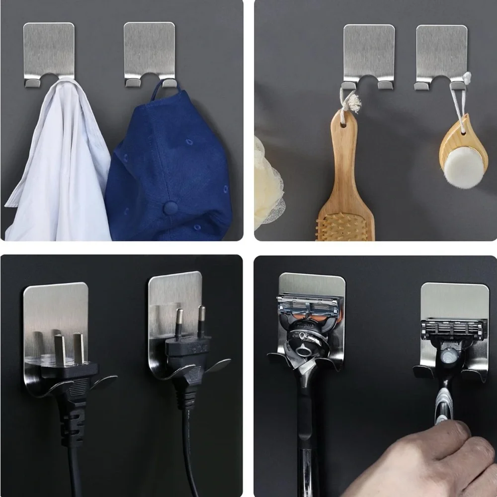 Razor Hanger Hooks for Bathroom Kitchen Stainless Steel Waterproof Self-Adhesive